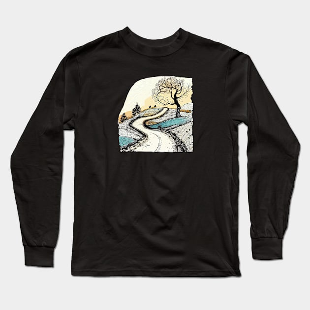 Take the Road Less Traveled Long Sleeve T-Shirt by ORart